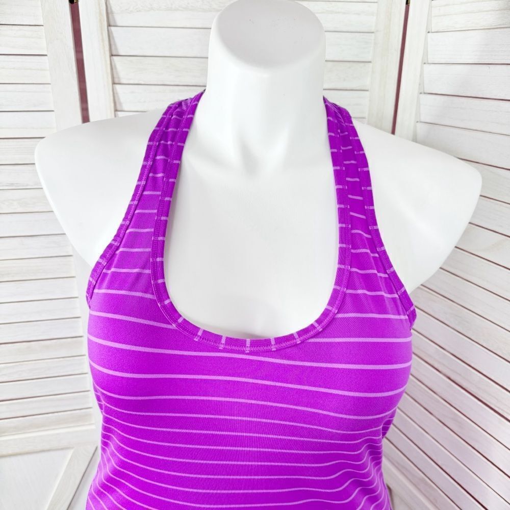 Athleta Chi Multi Stripe Racerback Tank Top Shirt Electric Purple XL - Picture 6 of 13